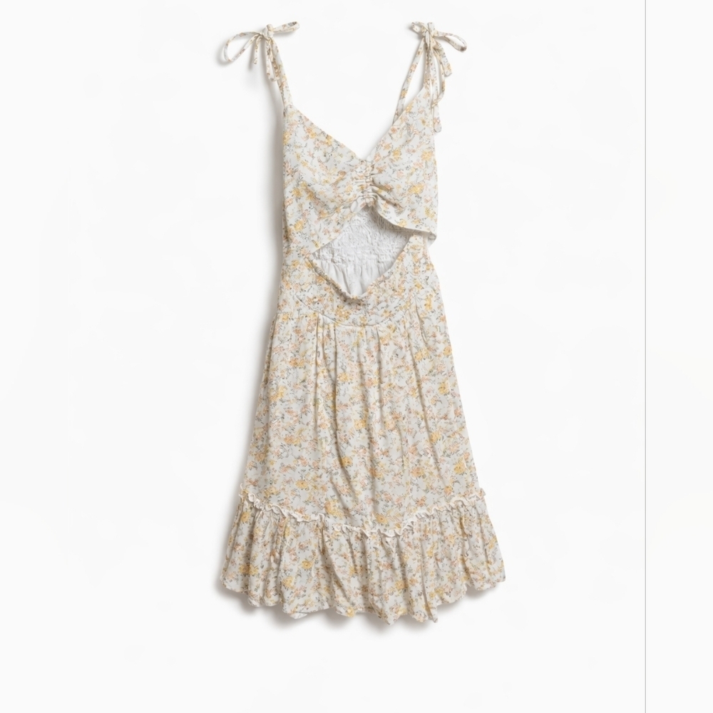 Hollister Floral Smocked Tie-Shoulder Cutout Dress – Size M